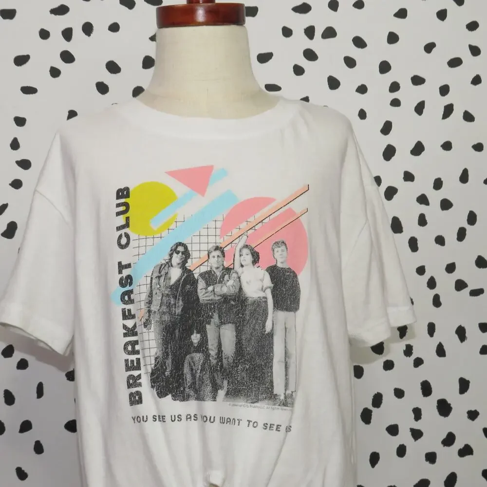 Old Navy The Breakfast Club Girls Retro Graphic Tie Front Shirt - Picture 2 of 6